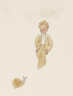 becca-likes-books:  One of Antoine de Saint-Exupéry’s original watercolour illustrations for Le Petit Prince.  