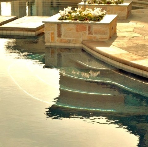 Mediterranean PoolLarge Tuscan Backyard Stone And Custom-shaped Pool Fountain Photo