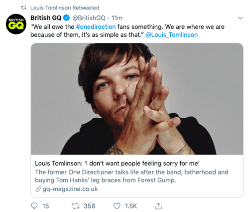 Louis’ recent retweets on Twitter - 19/09