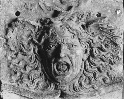 historyfilia: Etruscan terracotta gorgon head, Perugia. Photo from  the Goodyear Archival Colle