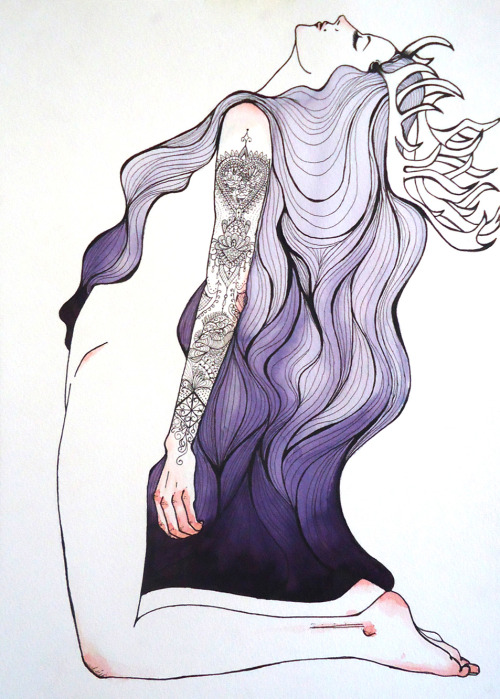 eatsleepdraw:Deer Queen | Nankin and Watercolor (42 x 29,7cm)