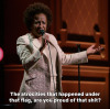 kuttithevangu::marijuanaragdoll:[id: Screenshots of a Black woman talking into a microphone on stage. The subtitles read: “The atrocities that happened under that flag, are you proud of that shit? There are so many other things about the South that
