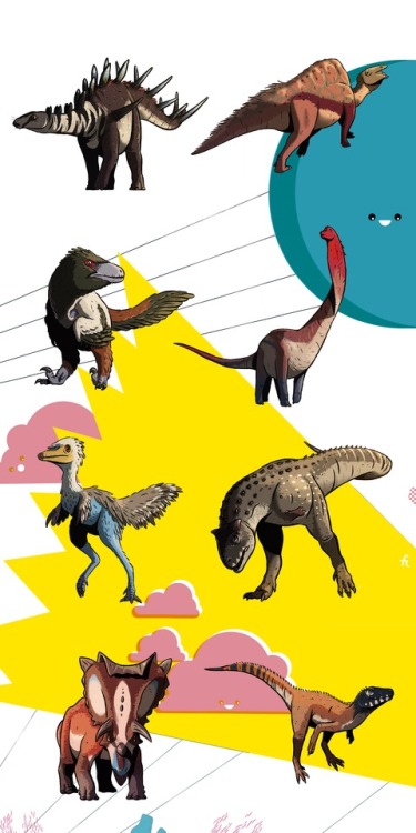 DINOSAURS! (Weird, silly background for my instagram profile’s mosaic)The animals are: Kentrosaurus,