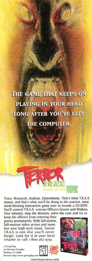 ‘Terror T.R.A.X.: Track of the Vampire’[PC] [USA] [MAGAZINE, BANNER] [1995]
• Computer Gaming World, December 1995 (#137)
• via CGW Museum