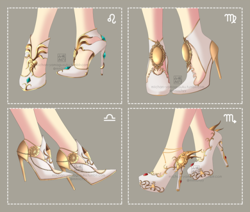 miichan-yamagusuku:High heels inspired by Gold God Cloths～ Gold & White ～ and ～ Gold & Bla
