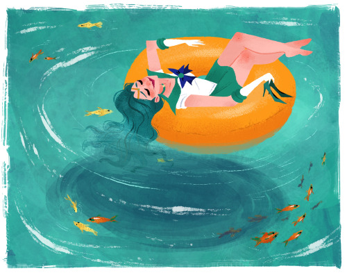 katherinesketches:  Sailor Neptune takes a vacation! Print available here.