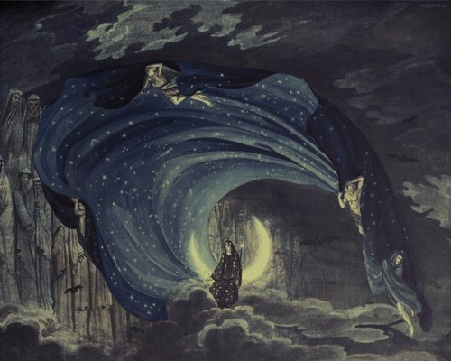 silenceformysoul:Simon Quaglio - Queen of the Night, from Mozart’s Magic Flute, 1818