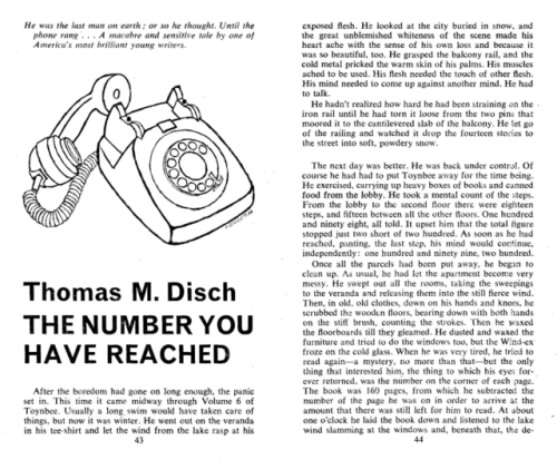 The Number You Have Reached by Thomas M. DischArtist: Keith Robertssf Impulse, February 1967.