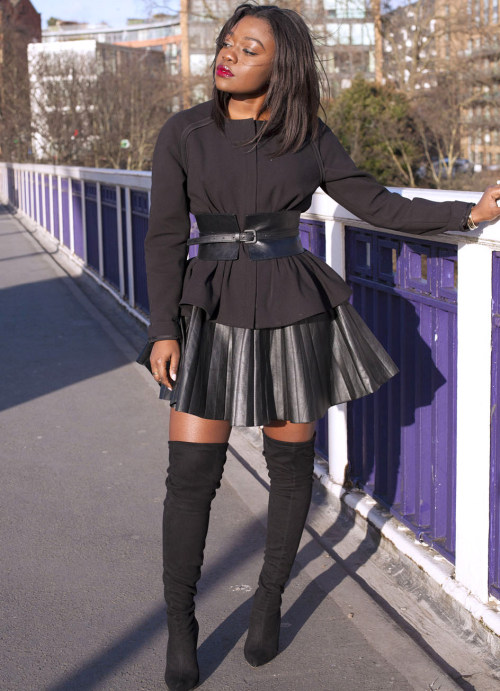 Fashion blogger Fisayo Longe from Mirror Me in Stuart Weitzman highland boots.Source:  mirror me - h