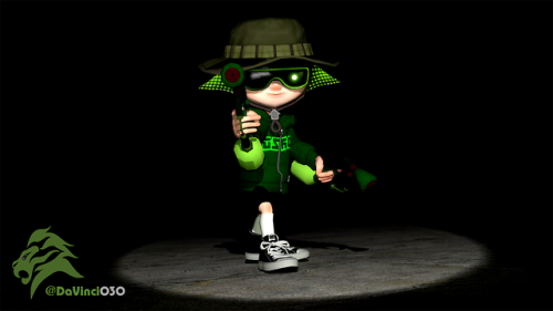 Davy, in the dark&hellip; testing his Splat Dualies.(Improving my poster again at 1920x1080.)