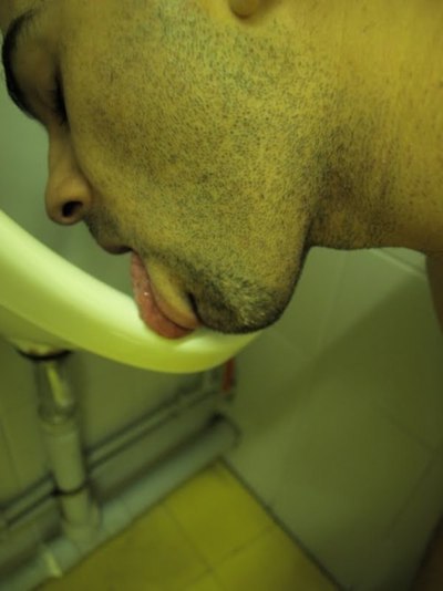 poz-pig-uk: I love licking men’s piss in toilets -‘on my Faggot knees where I belong.