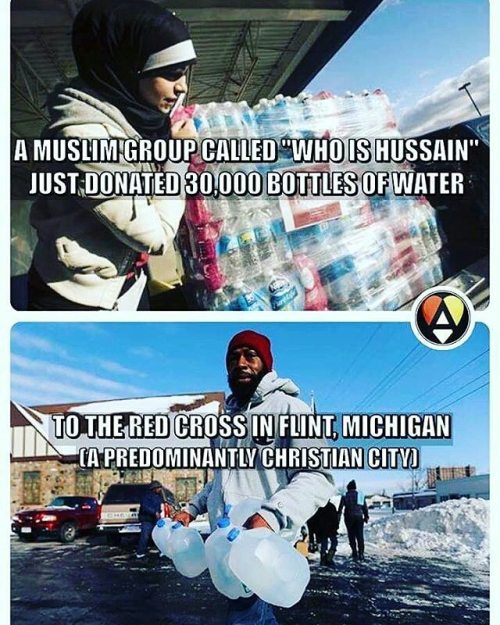 @Regrann from @theantimedia  -  A #Muslim group is bringing #water to #residents of #FlintMichigan.#