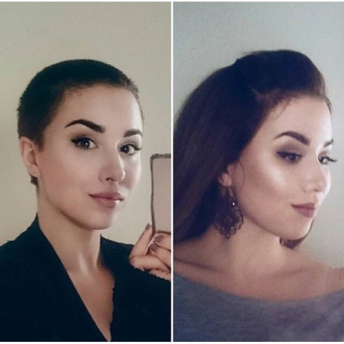 fygirlswithshavedheads:Which Looks Better Long Or Buzzed Thanks @mautschtschtsch #BuzzCutFeed #Sha