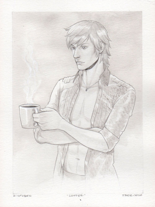 Igtober Day 1 → Coffee The best part of waking up is Folgers in your cup shirtless Ignis on your das