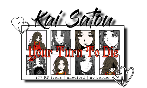 gladlyrphelper:  ⌠ 177 rp icons ⌡ - Kai Satou of Your Turn To Die  Character: Homemaker Kai Satou Fa