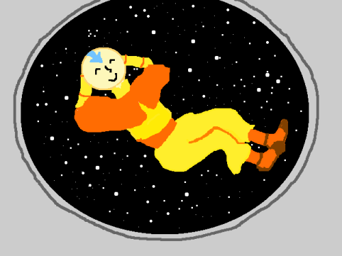 fizzygingr:Aang is very comfortable in zero gravity.(An illustration of this scene; a part of this A