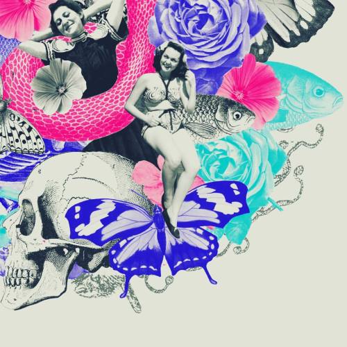 One last close up of my collage experiment. Fish flower ball for the win! #shantisparrow #collage #p