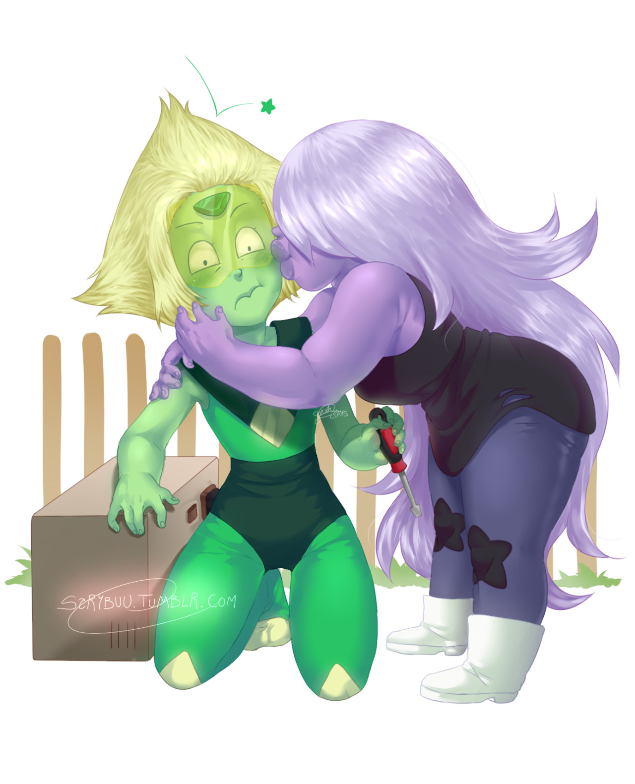 sarybuu:  “You’re a nerd, but you’re MY nerd.” Amethyst and Peridot from