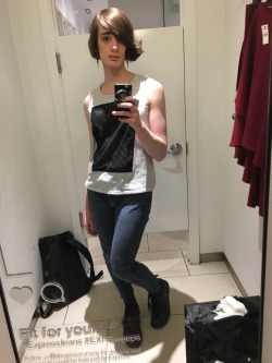 liquidcrystalfemme:  fitting room selfies! not all of them fit right (or have the right clothing under them) but i’m still very happy with them ^-^