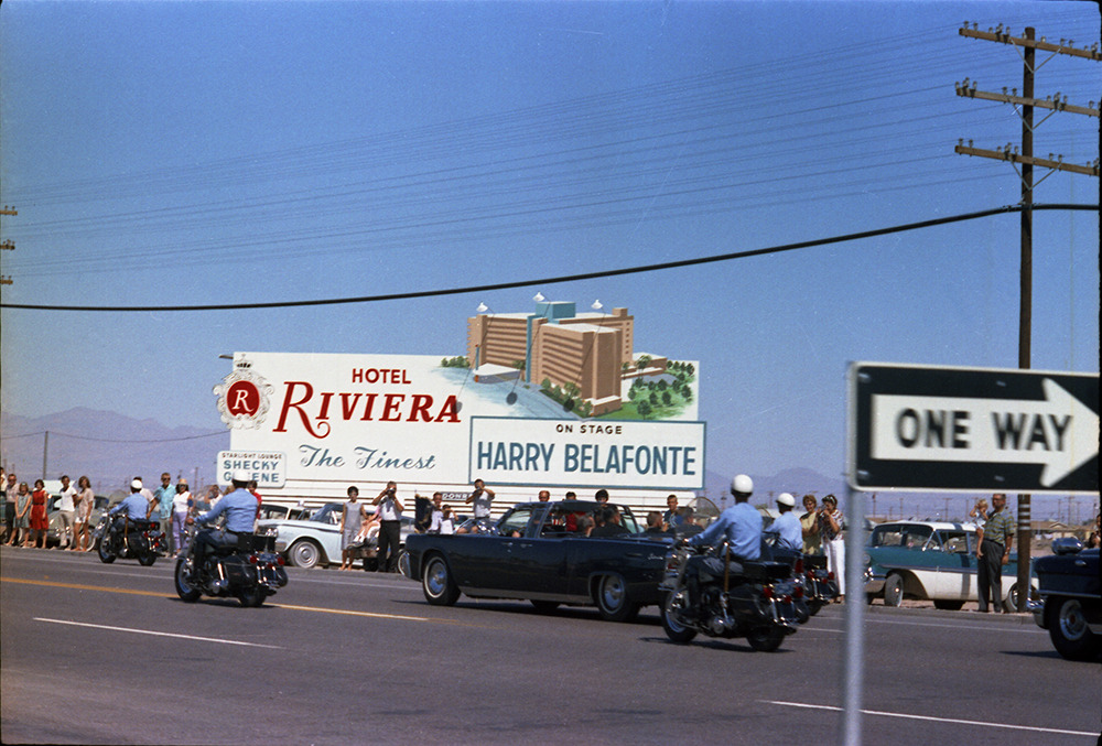 vintagelasvegas:President John F Kennedy’s motorcade in Las Vegas, September 23,