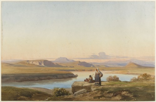 Paysage italien = Italian LandscapeAchille Bénouville (French; 1815–1891)1852Gouache and watercolor 