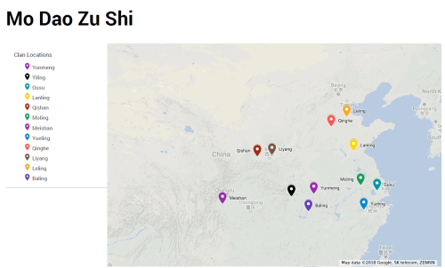 lalunaticscribe: Map of clan locations in Grandmaster of Demonic Cultivation (inc), 17 Jan 2018.