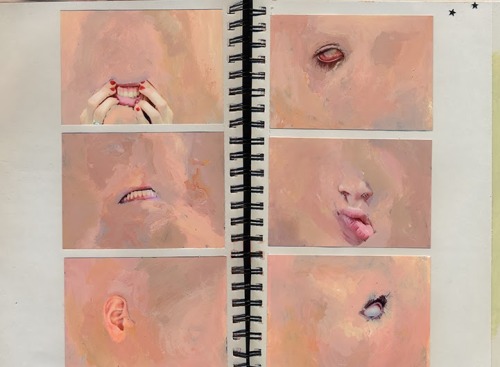 f-l-e-u-r-d-e-l-y-s:  Roseanne Jones: Like appearance affects human perception     For some people, maintaining a positive image can be a lifelong problem.  In a series of paintings called the complex, 19-year-old photographer and media artist Roseanne