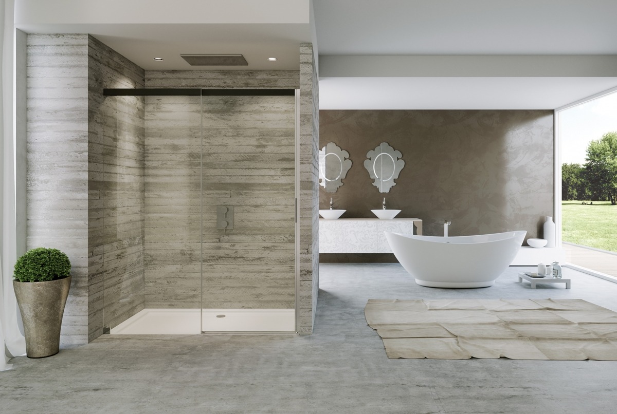 Interior bathroom settings for the Acqua 5000 series showers.