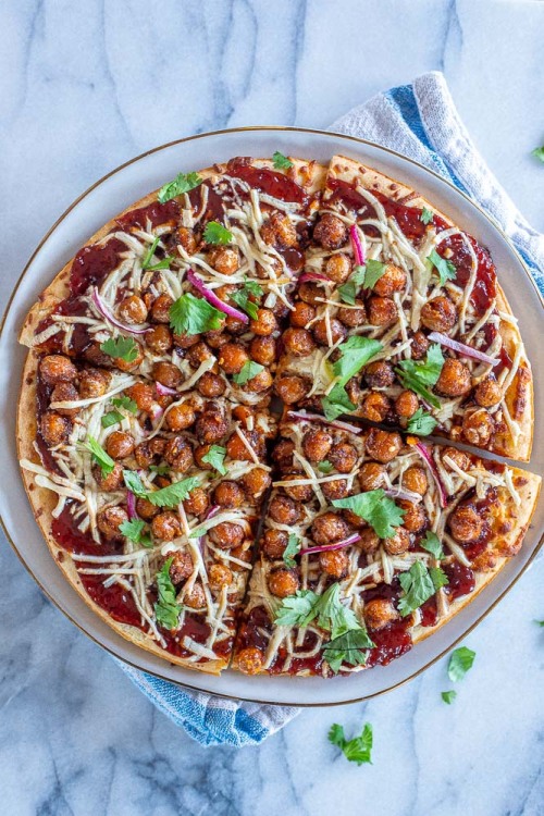 Vegan BBQ Chickpea Pizza