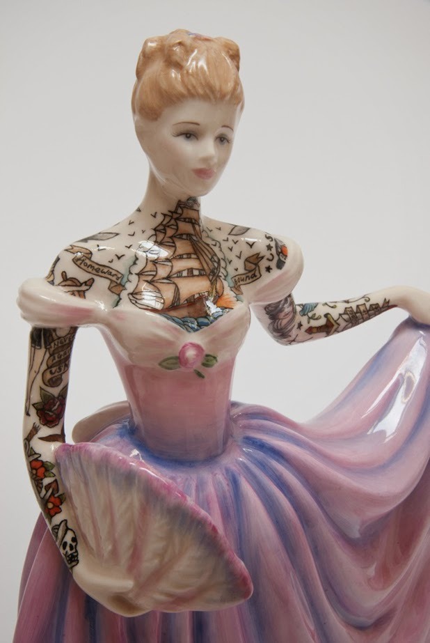 asylum-art:  Jessica Harrison, The Painted Ladies, art porcelain, sculpture, tattoos.