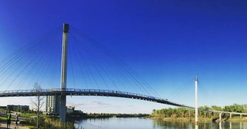 Bob Kerrey Pedestrian Bridge. It connects Iowa and Nebraska over the Missouri River and allows you t