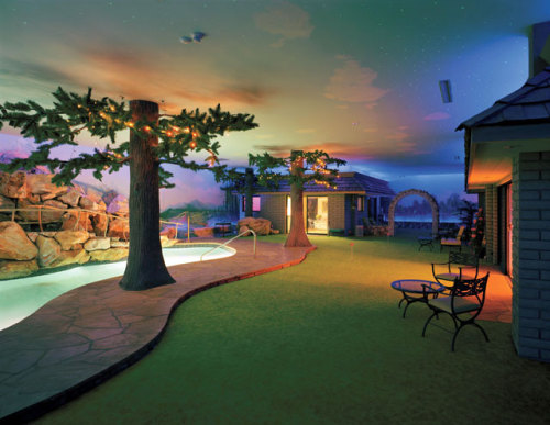 sixpenceee:This cold war era bunker was built 26 feet underground and equipped for a family to live in for a year in the event of a nuclear missile strike. It’s a virtual relic of 1970s suburbia, complete with a “backyard,” swimming pool, two-bedroom