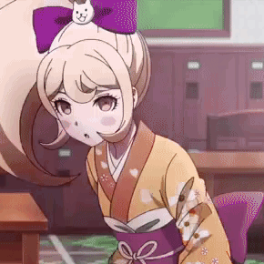dangankinns:~Hiyoko Saionji with candy, flowers, and soft stims for anon!!!~⊱ ───────────────── {.⋅ 