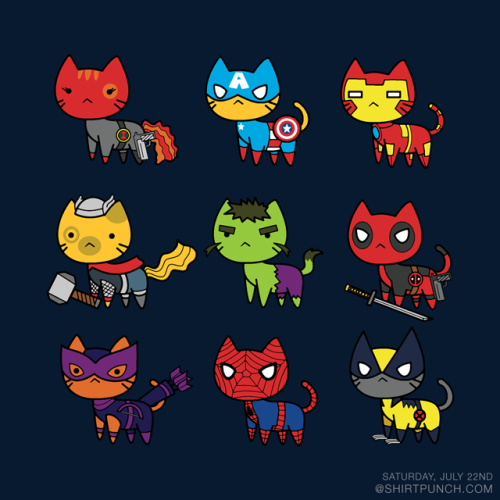 “Avenging Cats” by wss3thepaintproject is $10 today at ShirtPunch.com. Available for onl