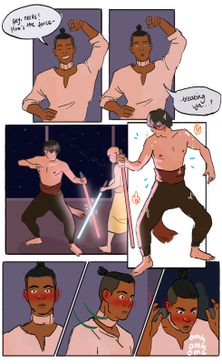 ameeg: star wars au sokka’s bisexual awakening bonus:  