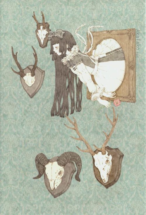 Kira Imai postcard “Riruka in the Museum”. Originally published in “Gekko Shoujo&r