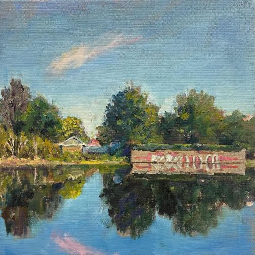 Alexandria Canal study, oil on linen, 39x39cm, 2022. Some amazing spots along this canal. This is fr