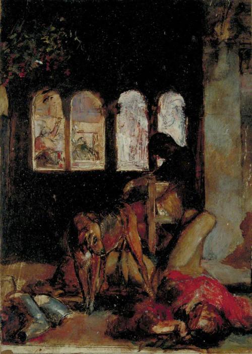 centuriespast:Study for ‘The Eve of Saint Agnes’William Holman Hunt (1827–1910)Gui