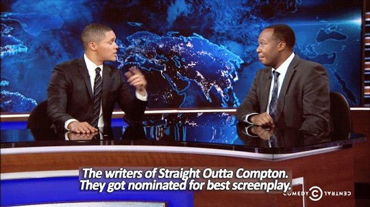 sandandglass: The Daily Show, January 14, 2016 Trevor Noah and Roy Wood Jr. discuss #OscarsSoWhiteBe