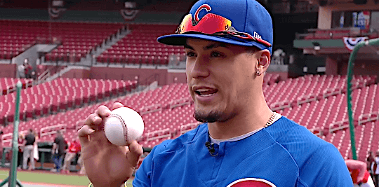 gfbaseball:Javy Báez plays catch with Karl Ravech