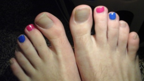 On a whim I painted my toenails. It’s my first time painting them and I think they look OK. (Please 