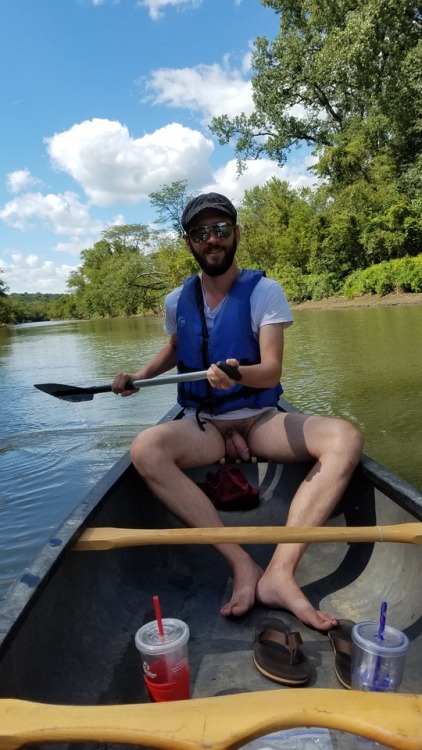 tallnakedman:Somehow our shorts fell off on my canoe trip with @gemini2121