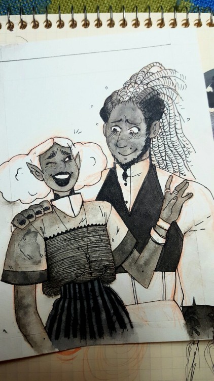 Inktober day 10 An adventure couple sharing some goofs