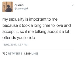 about-u:this so much like don’t ever tell a queer/gay person to stop talking about their sexuality. that self-love took a long time to achieve