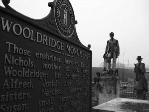 mortisia:  Wooldridge Monuments The Wooldridge Monuments are a series of historical monuments located in Maplewood Cemetery of Mayfield, Kentucky. They were built for Colonel Henry G. Wooldridge, to commemorate family members and other loved ones of his