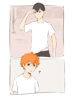 theflyingtacohead:  couldn’t help myself, kagehina makes my day                                       //throws more wood to the kagehina fire 