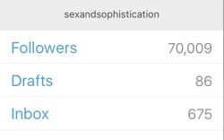 sexandsophistication:Milestone Monday!!       What a cool way to start the week…hitting 70k followers!       Thank you all for continuing to like what I do on here.  You all are awesome and the fact that more and more keep following just blows my mind.