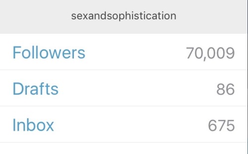 sexandsophistication:Milestone Monday!!       What a cool way to start the week…hitting 70k followers!       Thank you all for continuing to like what I do on here.  You all are awesome and the fact that more and more keep following just blows my mind.