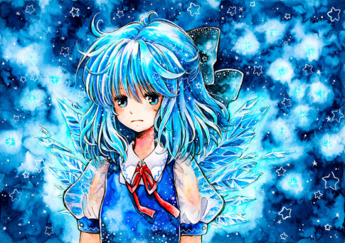 Cirno–– ☆ ––Tools:Watercolor PentelWatercolor Schmincke HoradamWatercolor paperWaterbrush / Aquash P