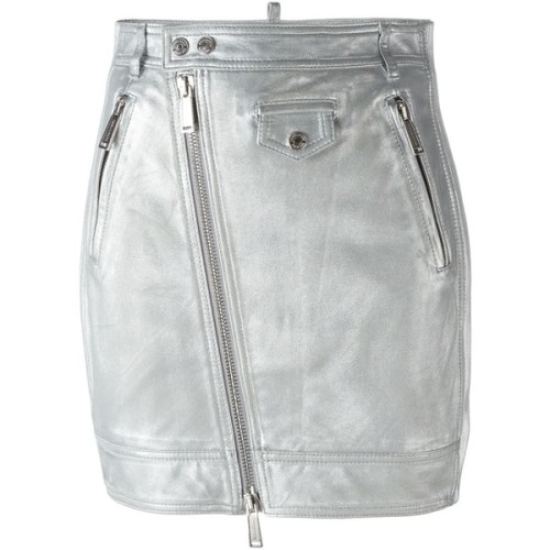 Dsquared2 metallic skirt ❤ liked on Polyvore (see more zip front skirts)